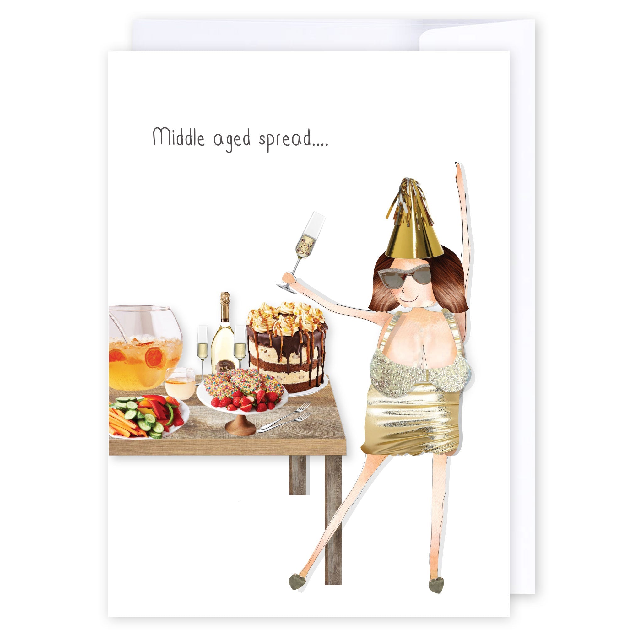 Middle aged spread: NZ Made Greeting Card, Birthday, Fun, Hilda &amp; Co. by iCandy Publishing