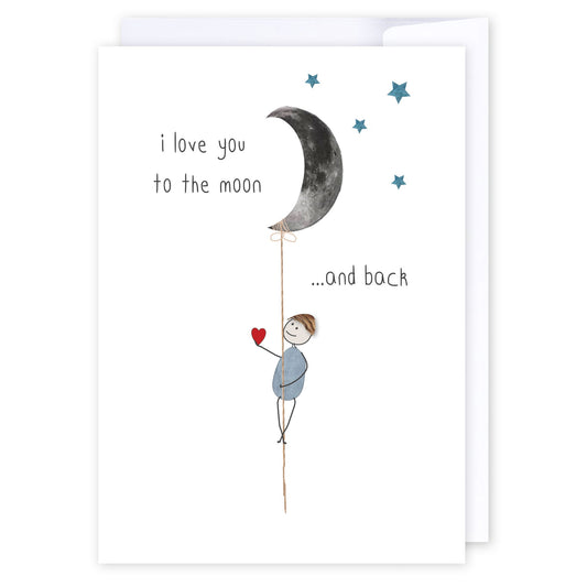 Moon and back: NZ Made Greeting Card, Best sellers, Lisa's letters, Love by iCandy Publishing
