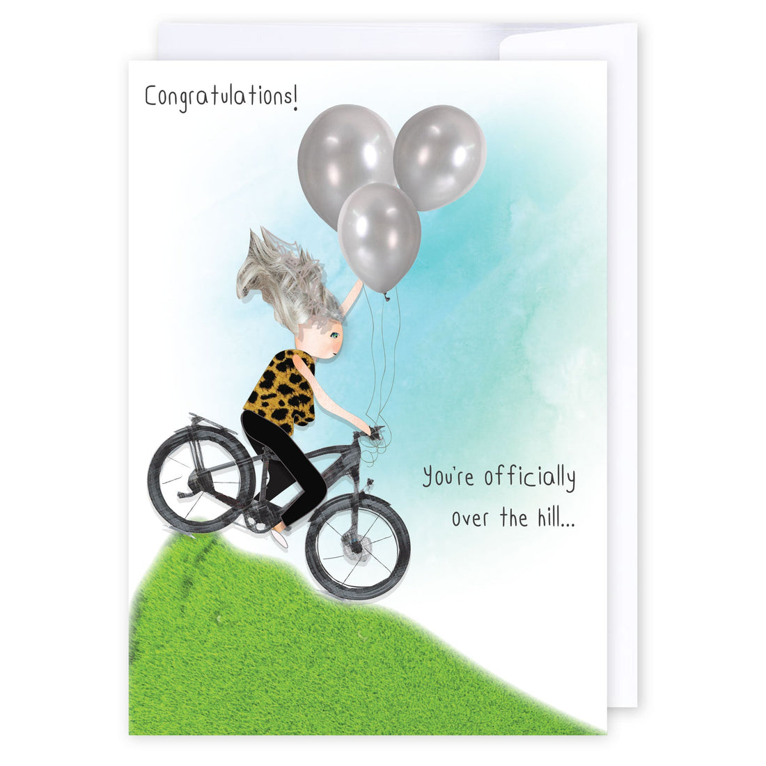 Officially over the hill: NZ Made Greeting Card, Birthday, For Her, Fun by Icandy Design Ltd