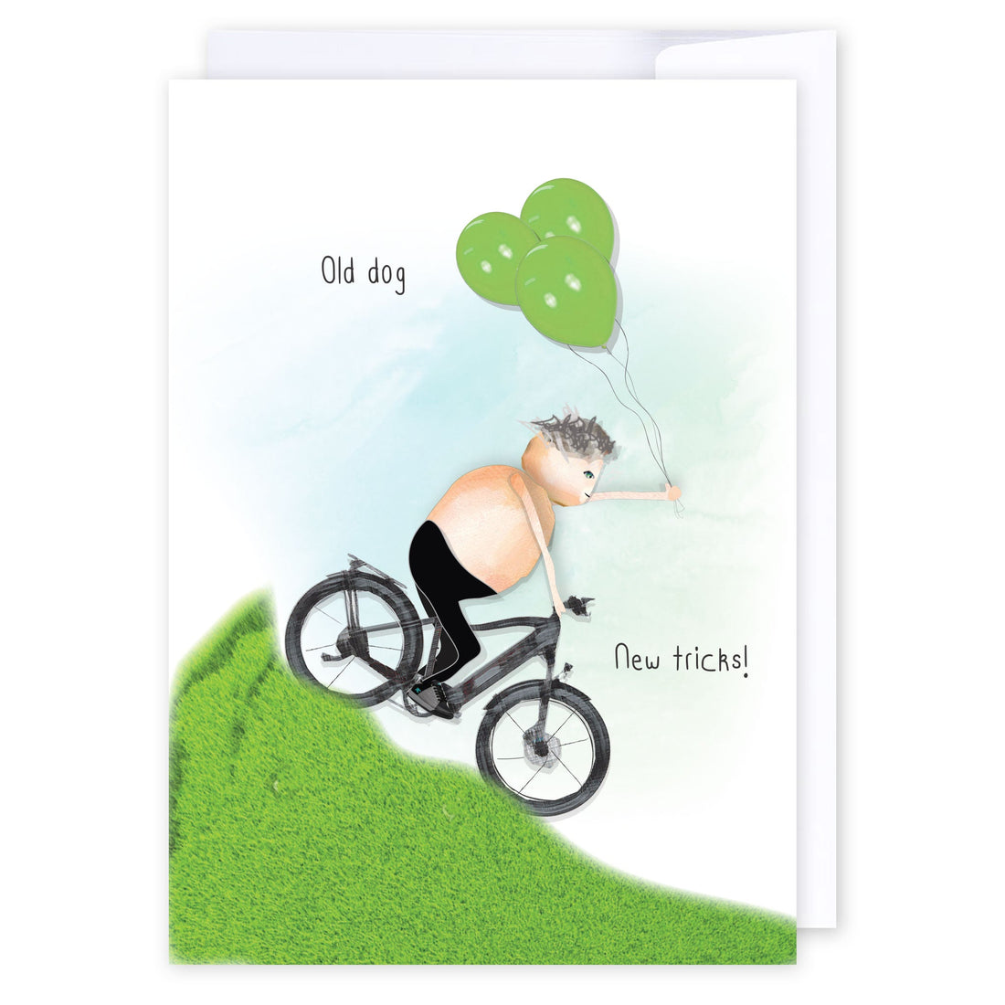 Old dog new tricks bike: NZ Made Greeting Card, Birthday, For Him, Fun by Icandy Design Ltd