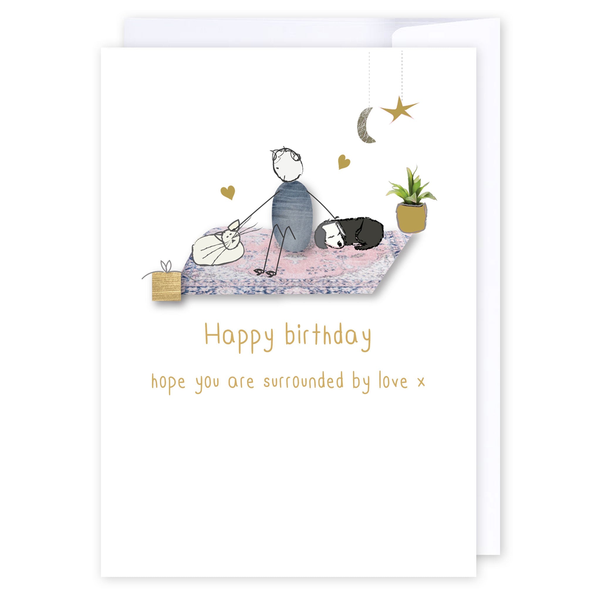 Surrounded by love: NZ Made Greeting Card, Birthday, Cats &amp; Dogs, Clearance by Icandy Design Ltd
