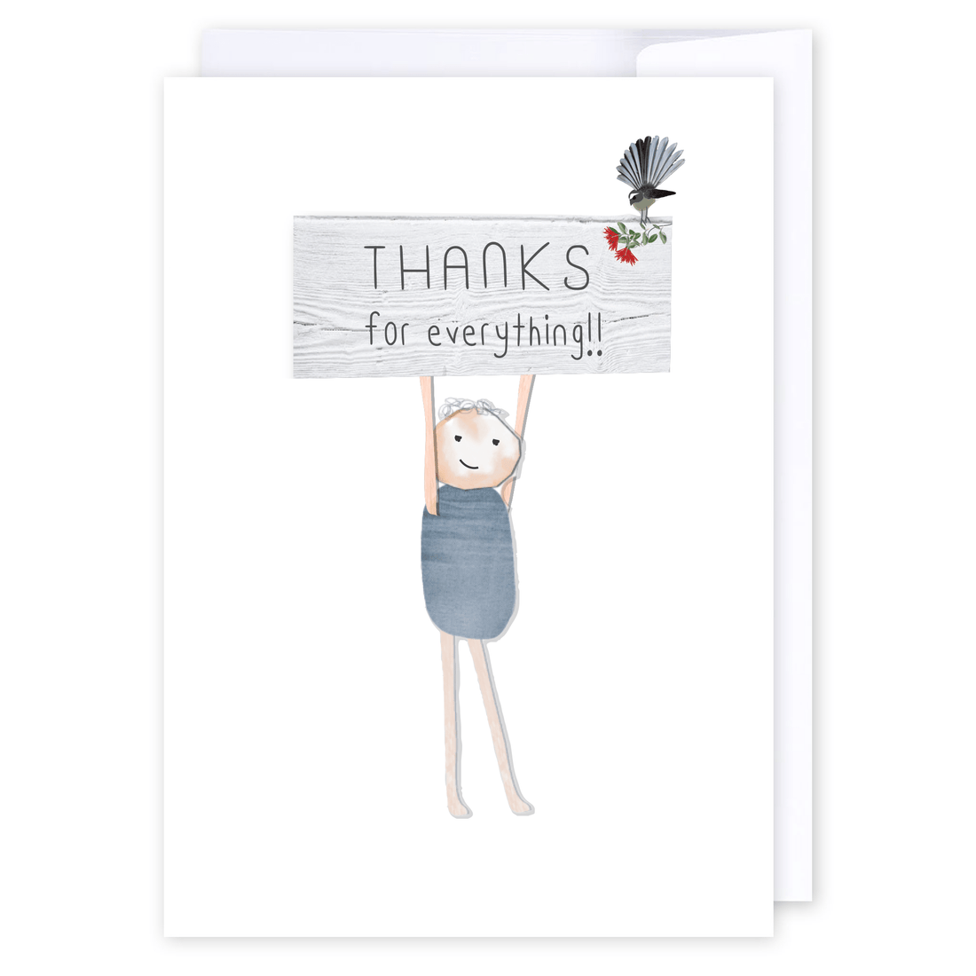 Thanks for everything sign: NZ Made Greeting Card, Appreciation, Best sellers, Jandal &amp; Ink by iCandy Publishing