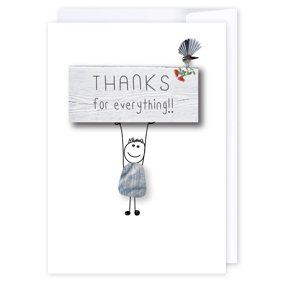 Thanks for everything sign: NZ Made Greeting Card, Appreciation, Best sellers, Jandal & Ink by iCandy Publishing