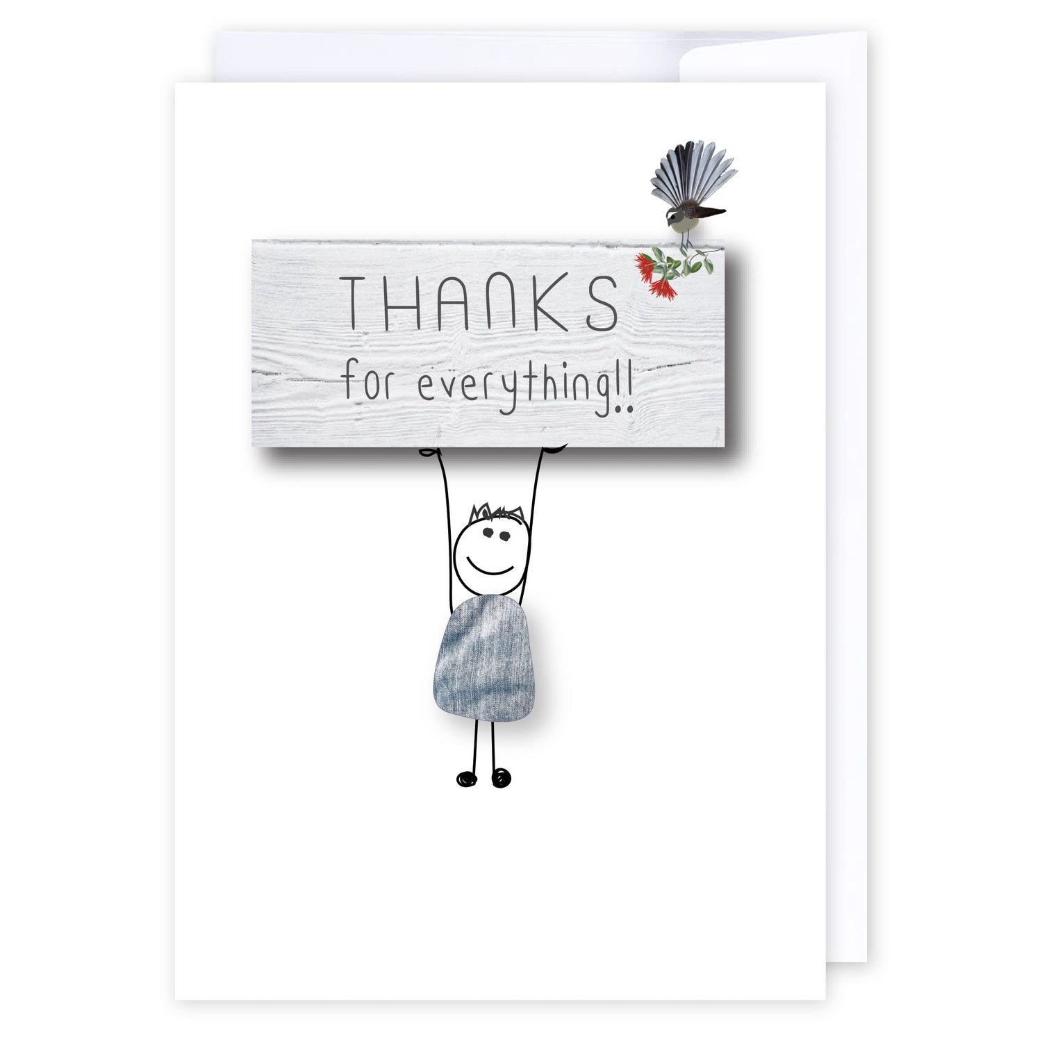 Thanks for everything sign: NZ Made Greeting Card, Appreciation, Best sellers, Jandal &amp; Ink by iCandy Publishing