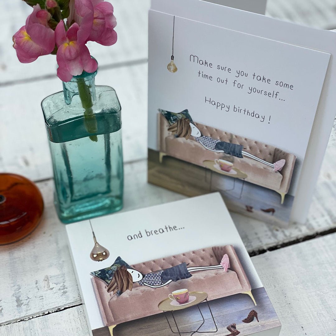 Relaxing time for yourself: NZ Made Greeting Card, Birthday, Clearance, For Her by Icandy Design Ltd