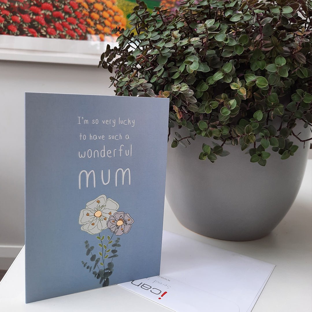 Wonderful Mum Flowers: NZ Made Greeting Card, Birthday, Mums, by Icandy Design Ltd