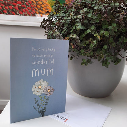 Wonderful Mum Flowers: NZ Made Greeting Card, Birthday, Mums, by Icandy Design Ltd